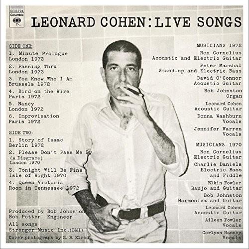 COHEN,LEONARD - LEONARD COHEN: LIVE SONGS - RECORD