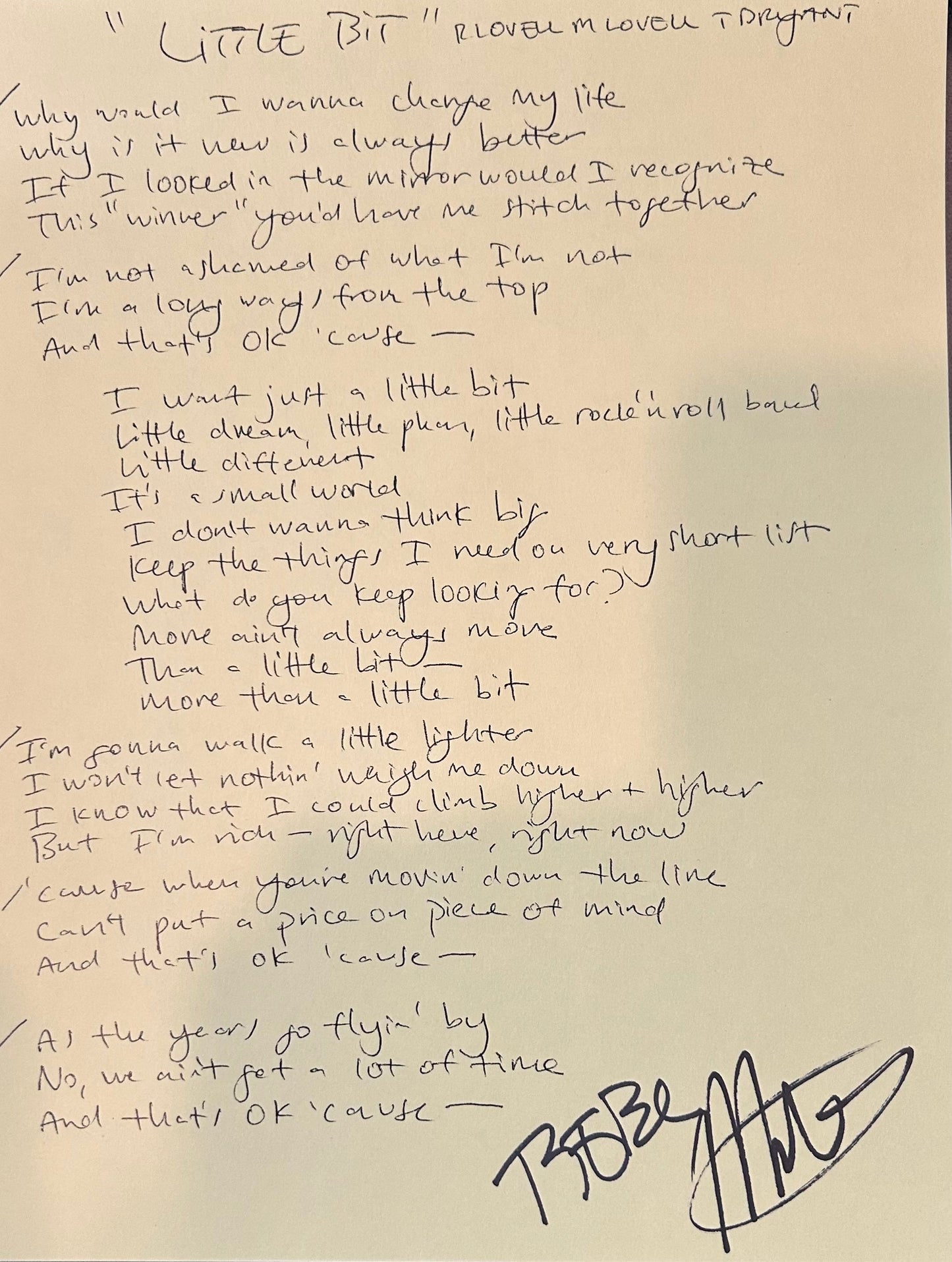 Larkin Poe - Bloom Colored Autographed Lyric Sheet - RECORD