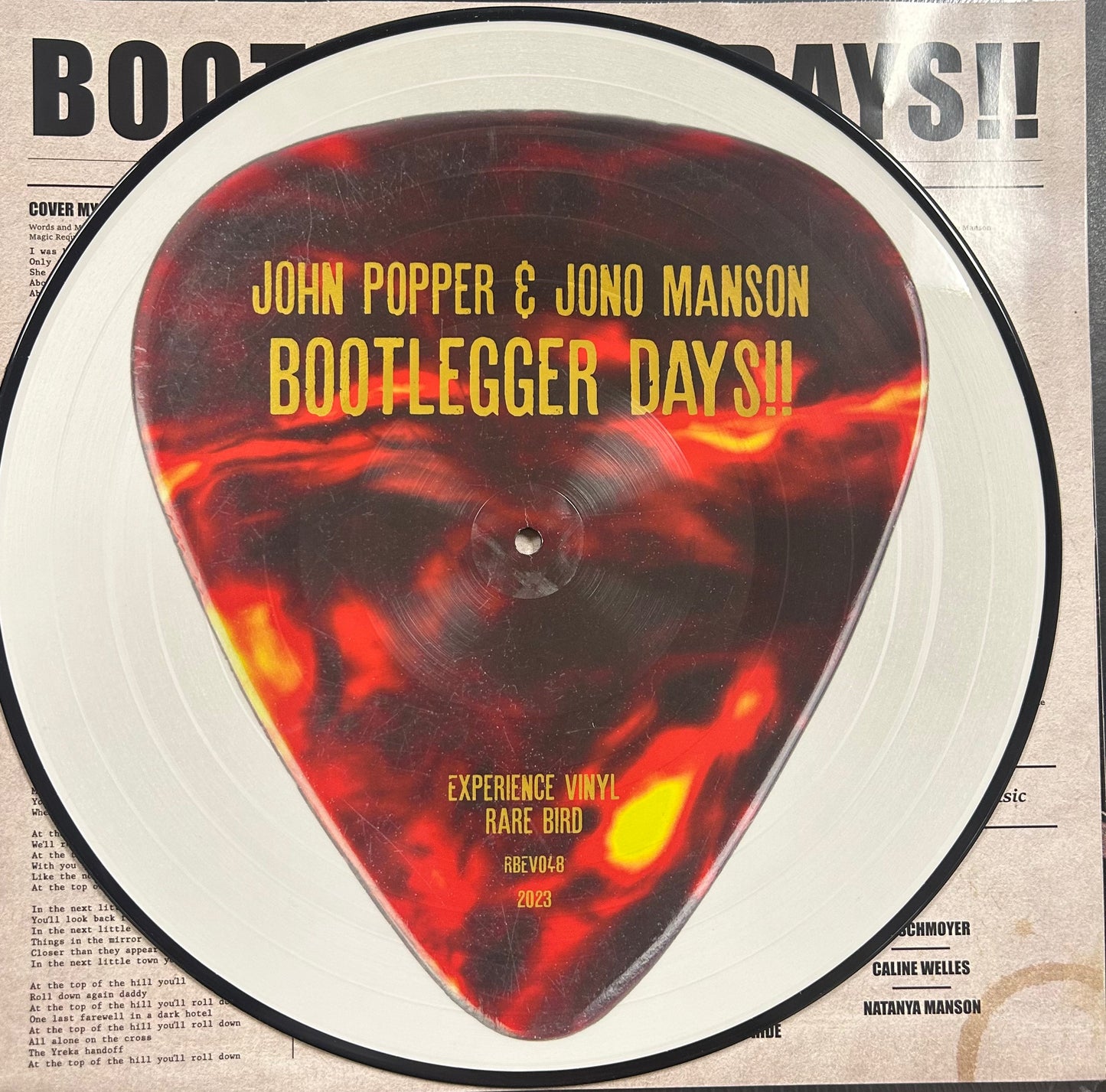 John Popper & Jono Manson - Bootlegger Days!! Picture Disc w/ Autograph - RECORD