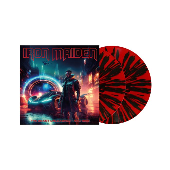IRON MAIDEN - THE BEAST UNLEASHED - NYC 1982 RED W/ BLACK SPLATTER - RECORD