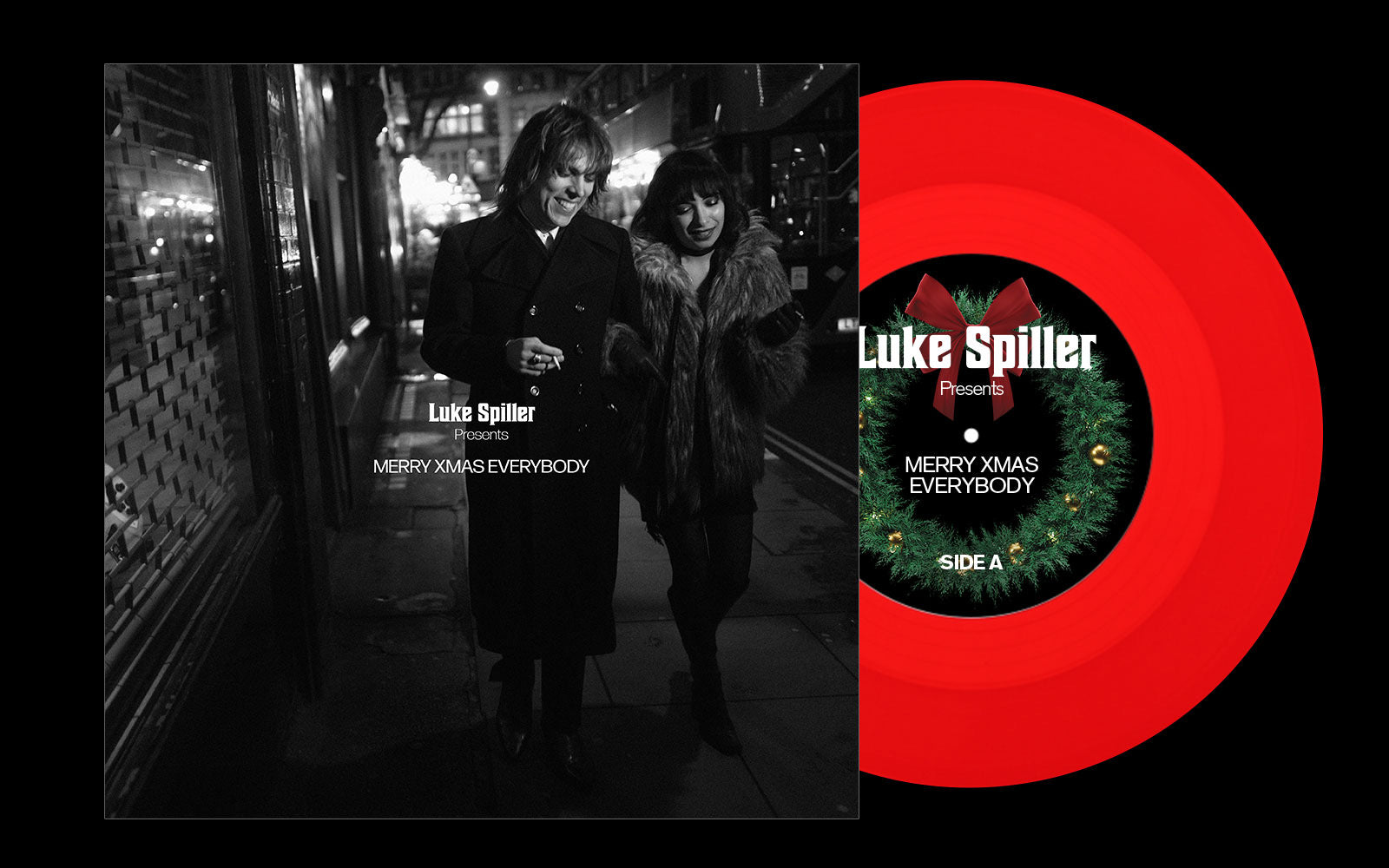 Luke Spiller - MERRY XMAS EVERYBODY 7" w/ AUTOGRAPHED INSERT RED VINYL
