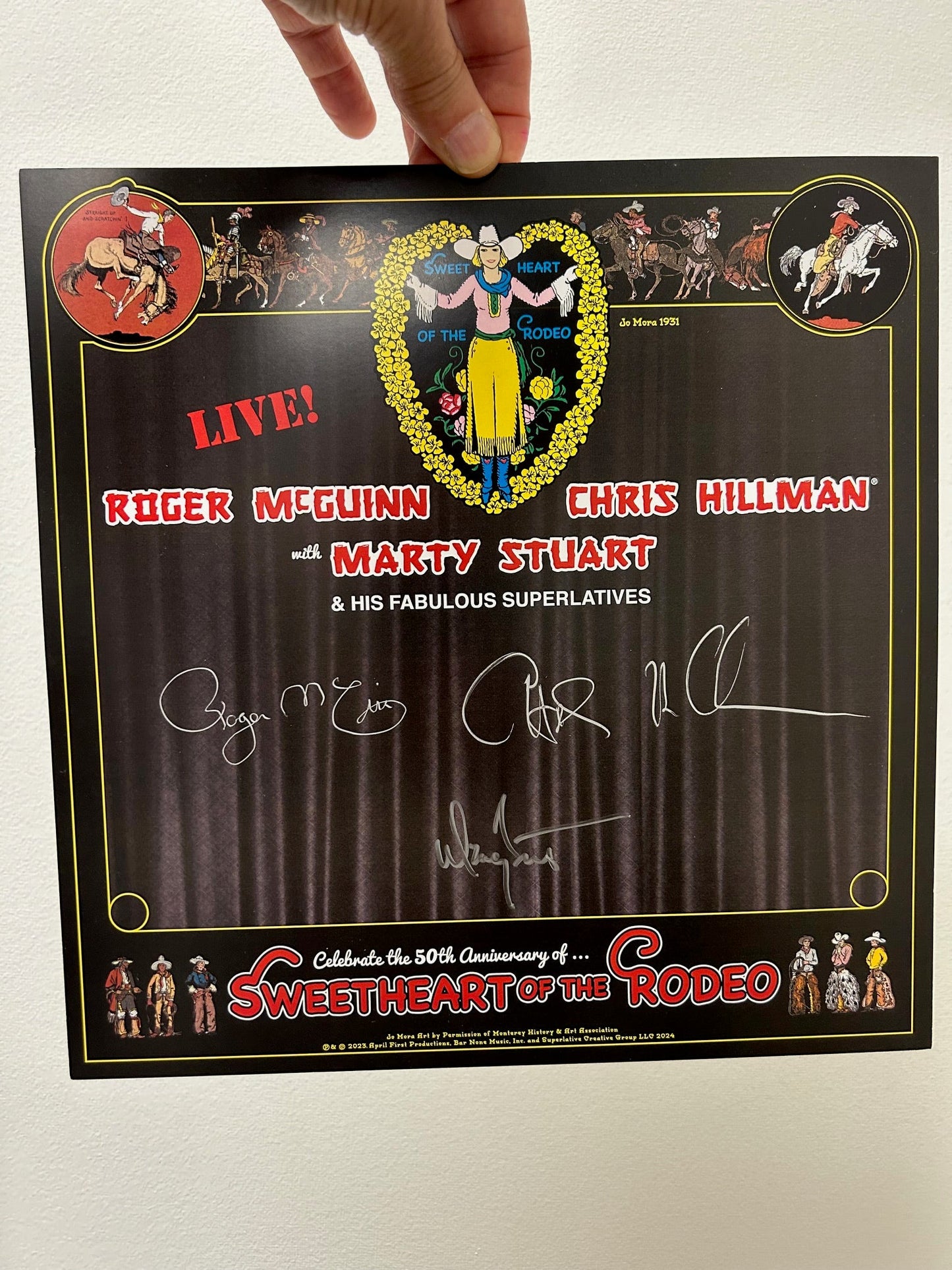 Roger McGuinn, Chris Hillman & Marty Stuart - Sweetheart Of The Rodeo 50th Anniversary - Live Deluxe Gold Vinyl, Autographed, Tour T-Shirt Limited Edition - RECORD