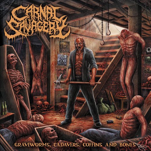 CARNAL SAVAGERY - GRAVEWORMS CADAVERS COFFINS & BONES - CLEAR RED - RECORD