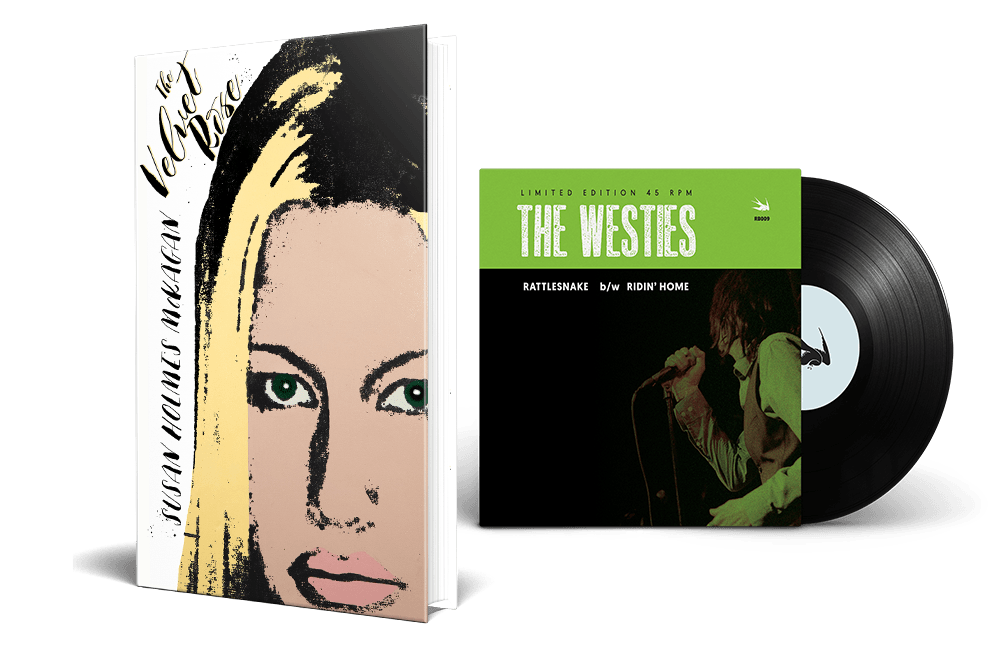 The Velvet Rose by Susan Holmes McKagan[Signed By Susan] + Vinyl 7" of The Westies (music by Duff McKagan) [signed by Duff] marks/minor crease on book cover