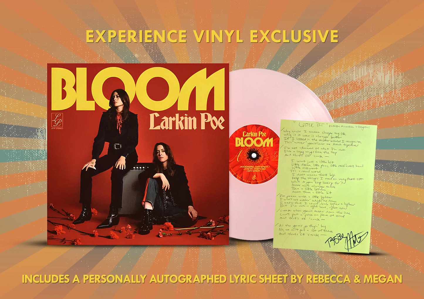 Larkin Poe - Bloom Colored Autographed Lyric Sheet - RECORD