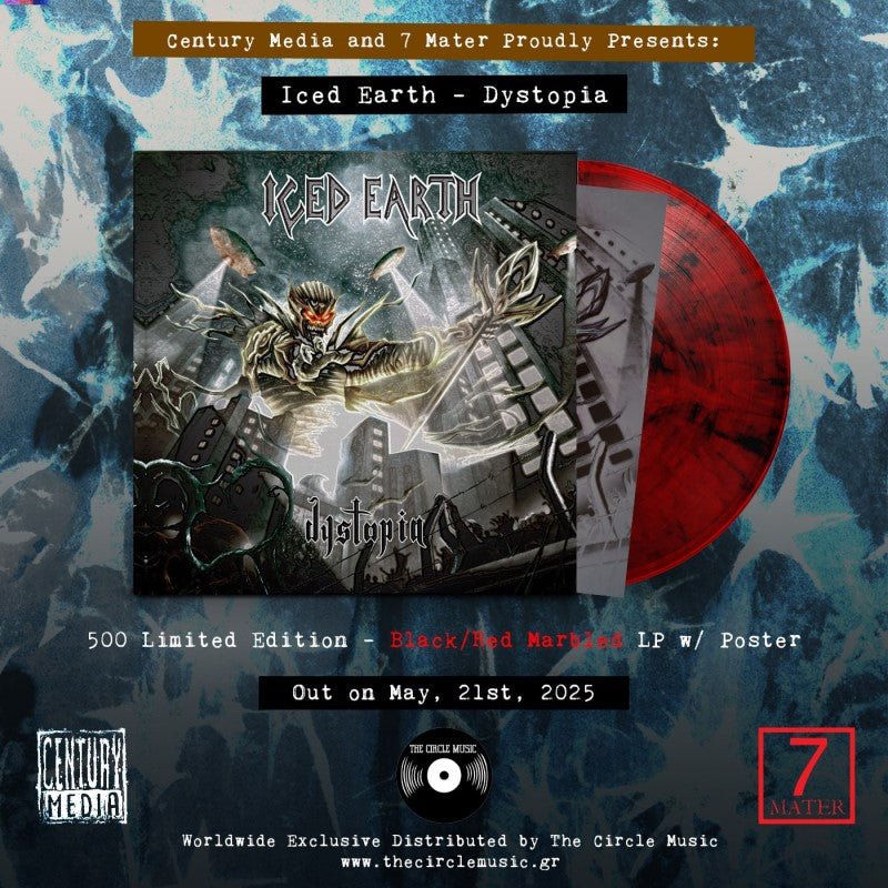 ICED EARTH - DYSTOPIA Black & Red Marbled - RECORD