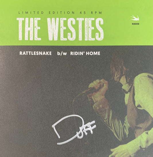 The Velvet Rose by Susan Holmes McKagan[Signed By Susan] + Vinyl 7" of The Westies (music by Duff McKagan) [signed by Duff] marks/minor crease on book cover