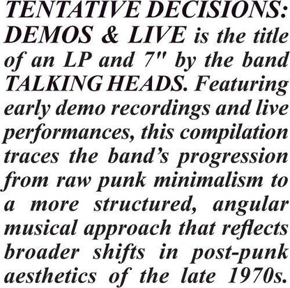 TALKING HEADS - TENTATIVE DECISIONS: DEMOS & LIVE - RECORD